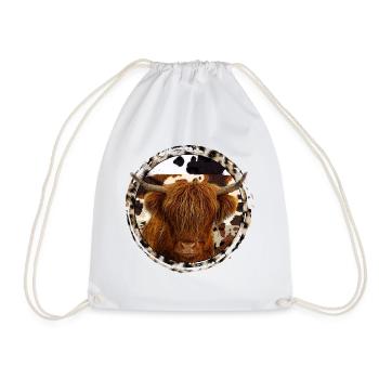 Highland Cow - Drawstring Bag - white - Front