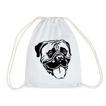 Bullmastiff head - Drawstring Bag - white - Front