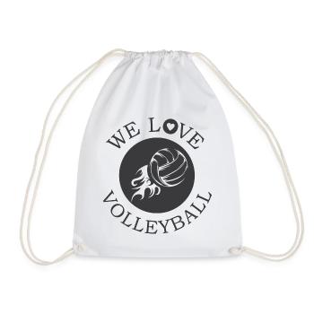 we love Volleyball Beachvolleyball Symbol Grafik - Turnbeutel - Weiß - Vorne