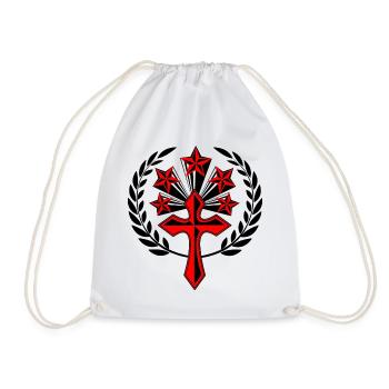 cross in laurel wreath - Drawstring Bag - white - Front