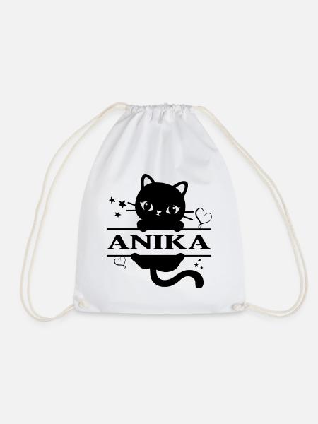 T-Shirt Anika T-Shirt Geschenkidee Katze Katze - Turnbeutel - Weiß