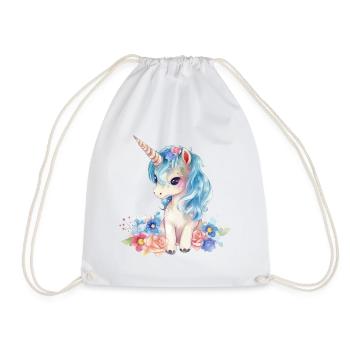 Licorne Fleurs Magie Fantaisie Aquarelle Art coloré - Sac de sport léger - blanc - Devant