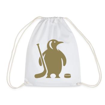 Minimalistische Pinguin Eishockey Silhouette - Turnbeutel - Weiß - Vorne