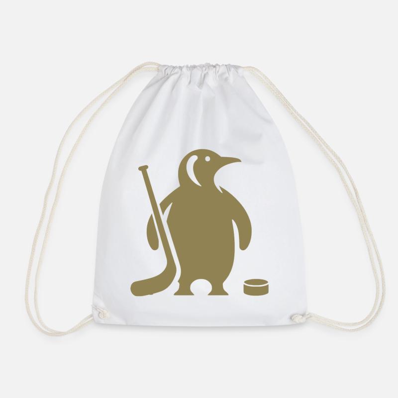 Minimalistische Pinguin Eishockey Silhouette - Turnbeutel - Weiß