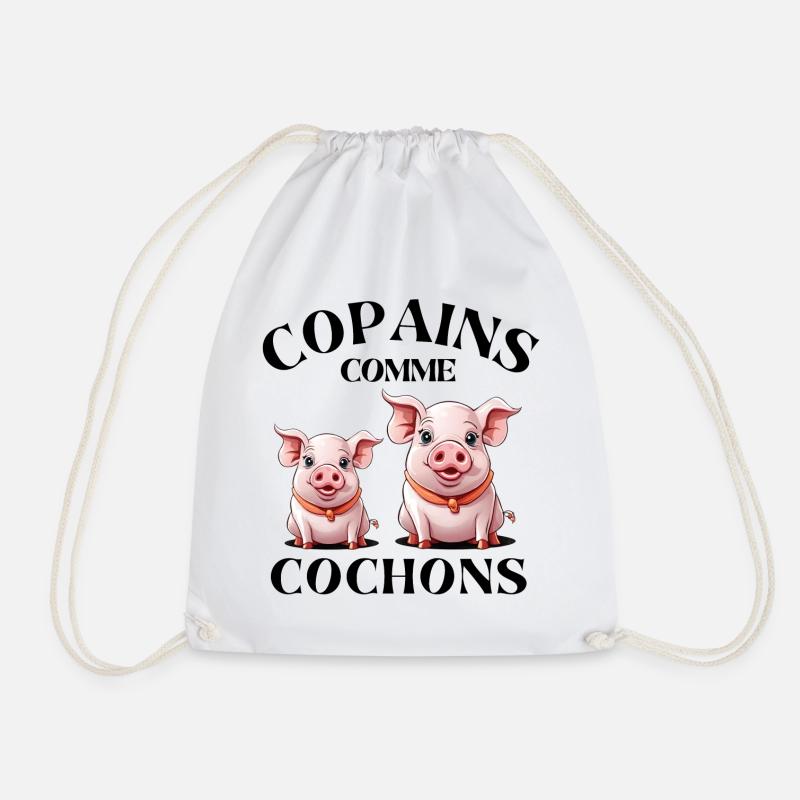 cochon, copains comme cochons, amitié - Sac de sport léger - blanc