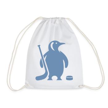Minimalistische Pinguin Eishockey Silhouette - Turnbeutel - Weiß - Vorne