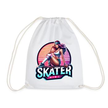 Retro Skate Mädchen Illustration - Turnbeutel - Weiß - Vorne