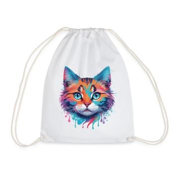 Cute Cat - Drawstring Bag - white - Front