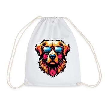 Golden Labrador Retriever Dog Sunglasses - Drawstring Bag - white - Front
