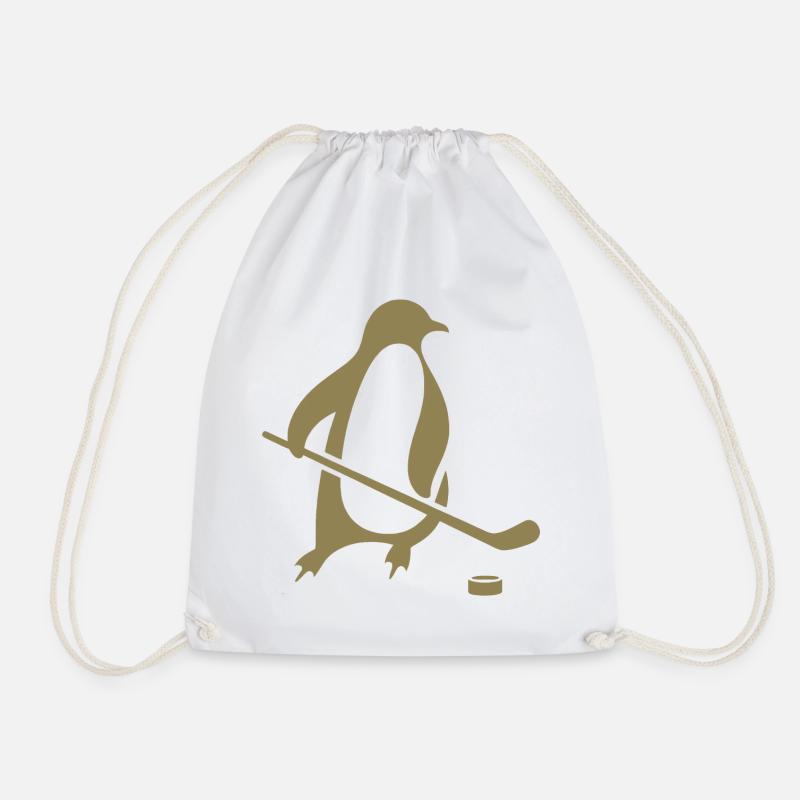 Pinguin Eishockey Silhouette Minimalistisch - Turnbeutel - Weiß