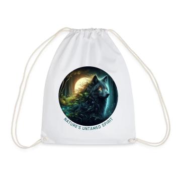 The Wolf in the Night Forest - Drawstring Bag - white - Front