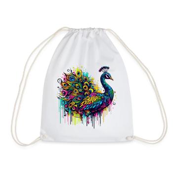 Peacock - Drawstring Bag - white - Front