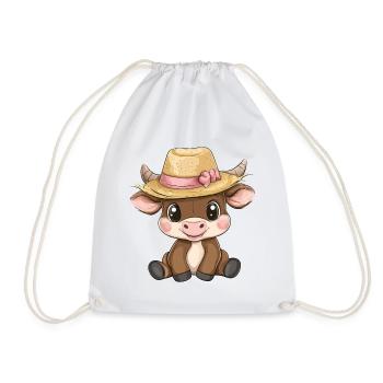 Stier Süß Niedlich Baby Kinder Tier Cartoon - Turnbeutel - Weiß - Vorne