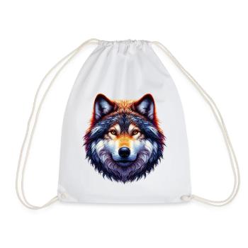 Wolf - Drawstring Bag - white - Front