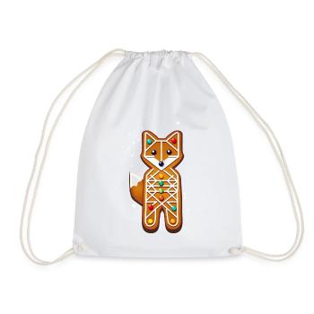Fuchs im Lebkuchen Stil– Kreatives Weihnachtsmotiv - Turnbeutel - Weiß - Vorne