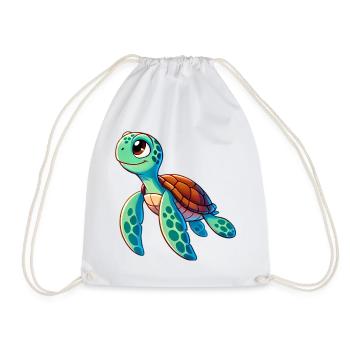 Turtle - Drawstring Bag - white - Front