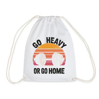 Go Heavy oder Go Home Retro Langhantel - Turnbeutel - Weiß - Vorne