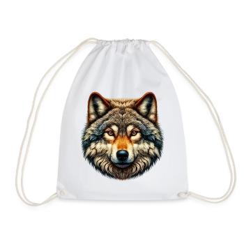 Wolf - Drawstring Bag - white - Front