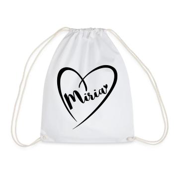 Miria surname first name in heart frame - Drawstring Bag - white - Front