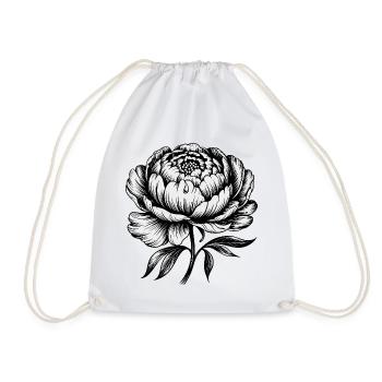 Pfingstrose: Elegante Blüte - Turnbeutel - Weiß - Vorne