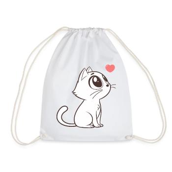 Adorable chat aux cœurs roses - Sac de sport léger - blanc - Devant