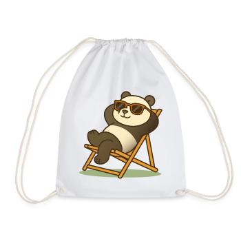 Panda détendu avec des lunettes de soleil dans une chaise longue - Sac de sport léger - blanc - Devant