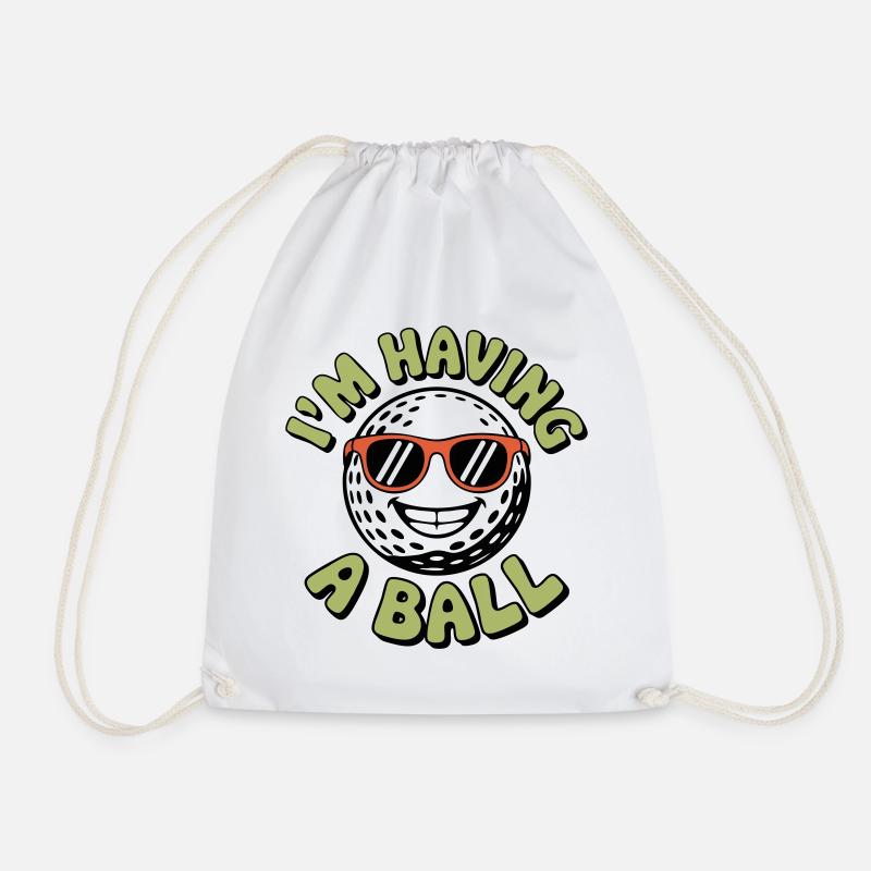 I'm Having a Ball - Drawstring Bag - white