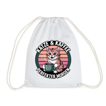 KatzCoffee Morning Greeting - Drawstring Bag - white - Front