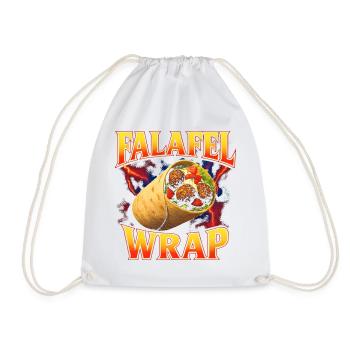Falafel Wrap Favorite Food Funny Oblique 90s Fal - Drawstring Bag - white - Front