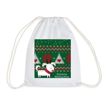 Fröhliche Weihnachten - Turnbeutel - Weiß - Vorne