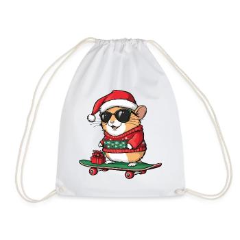 Hamster Christmas Funny - Drawstring Bag - white - Front