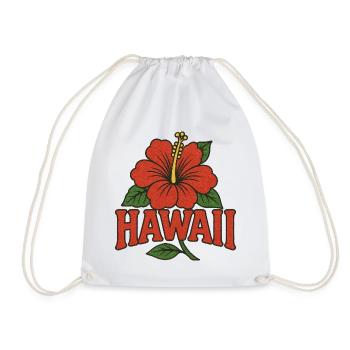Hawaii Hibiscus Emblem - Drawstring Bag - white - Front