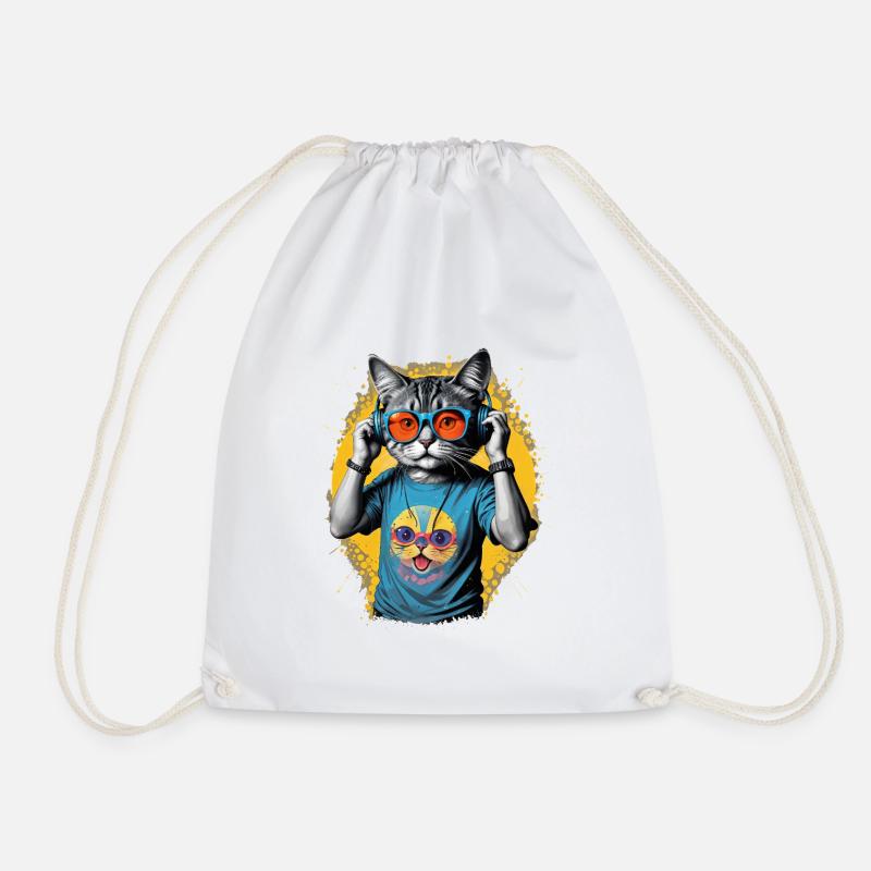 Neon Cat DJ Vibe Tee - Sac de sport léger - blanc
