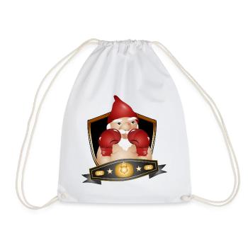 Boxender Gartenzwerg – Lustiges Champion Motiv - Turnbeutel - Weiß - Vorne