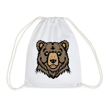 funny bear bear head bears t-shirt gift - Drawstring Bag - white - Front