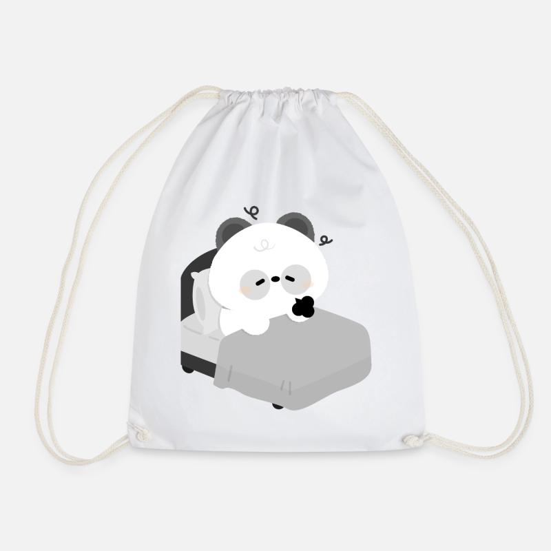 Müdes Panda-Bett - Turnbeutel - Weiß