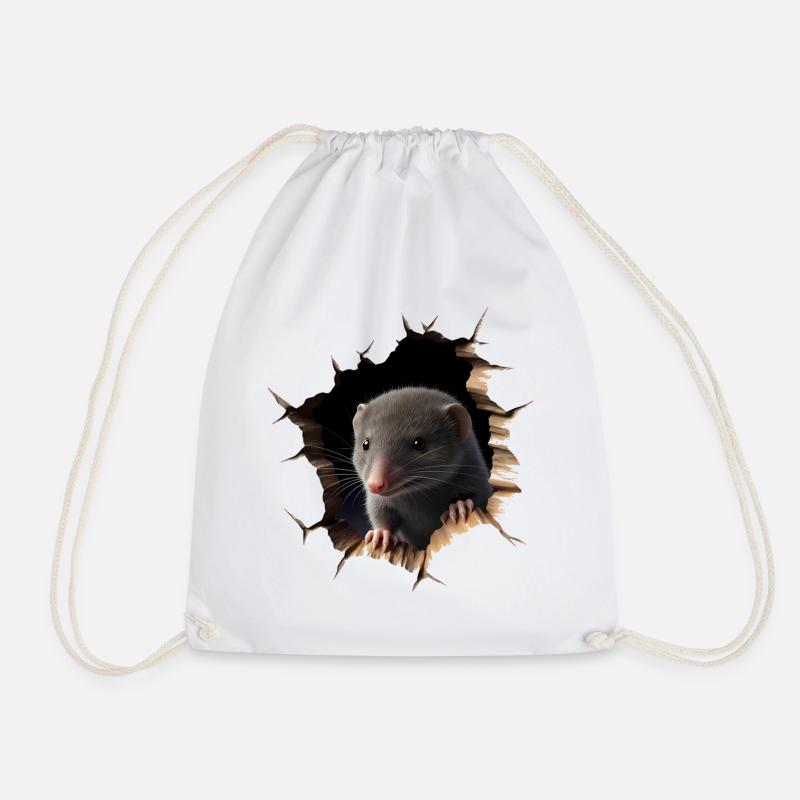Rat out of the hole - Drawstring Bag - white