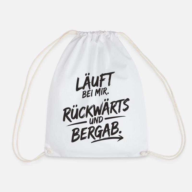 Läuft bei mir – rückwärts & bergab - Turnbeutel - Weiß