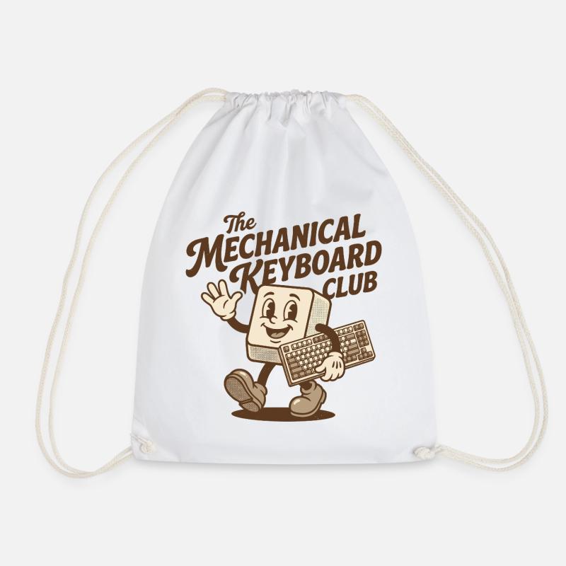 Mechanical Keyboard Club – Retro Mascot Design - Turnbeutel - Weiß
