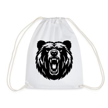 Russian Grizzly Bear – Strong Motive! - Drawstring Bag - white - Front