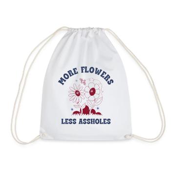 Plus de fleurs, moins de connards – Expression rétro sur les fleurs - Sac de sport léger - blanc - Devant