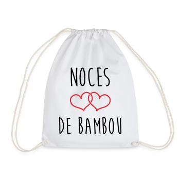 bamboo wedding 79 years of marriage - Drawstring Bag - white - Front