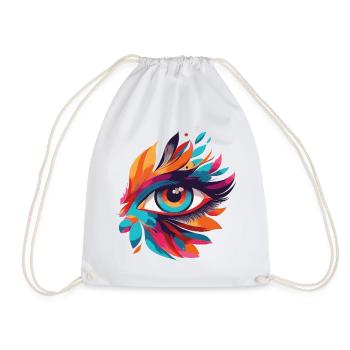 Color Eye Leaf Fire Pattern - Drawstring Bag - white - Front
