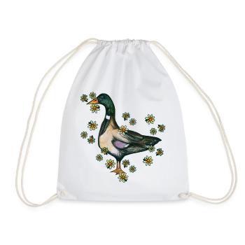 Portrait fleuri de canard - Sac de sport léger - blanc - Devant