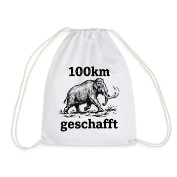 Mammut im Skizzenstil 100km geschafft - Turnbeutel - Weiß - Vorne