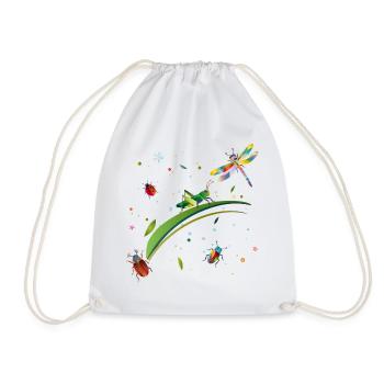 Colorful Insect World Nature Fantasy Style - Drawstring Bag - white - Front
