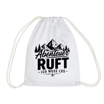 Abenteuer Ruft – Vintage Outdoor Mountain Design - Turnbeutel - Weiß - Vorne