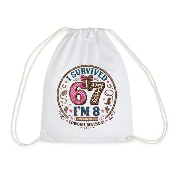 Anniversaire 8 Ans Fille Western Cowboy Cadeau - Sac de sport léger - blanc - Devant