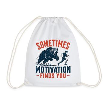 Trail Running - Sometimes Motivation Finds You - Drawstring Bag - white - Front