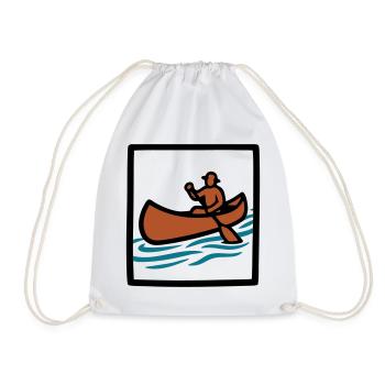Canoe Paddler Badge Icon - Drawstring Bag - white - Front